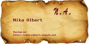 Nika Albert névjegykártya